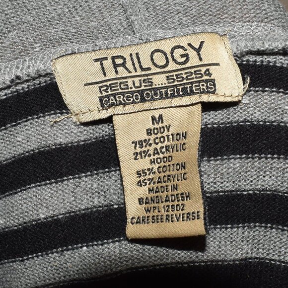 Trilogy GREY&BLACK STRIPED HOODIE TEE - Picture 3 of 3